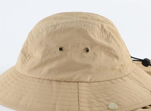 Connectyle Upf 50+ Neck Flap Sun Hat For Women Wide Brim Fishing Sun Hat Adjustable Bucket Hat For Hiking Safari Hat Khaki thumb #3