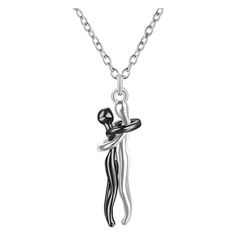 jagosen Hug Necklace for Couples Embrace Lovers Necklace Silver Necklaces for Women Hug Couples Necklace Jewelry Gifts for Men Women Cover