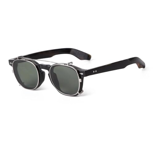 Vintage Rivet Steampunk Clip on Sunglasses Women Men Classic Removable Flip Polarized Lens