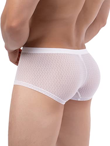 Ikingsky Men's Lace Boxer Briefs See Through Bulge Shorts Underwear Sexy Semi Sheer Trunk Under Panties (Medium, 6 Pack) #TOP6