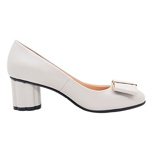 Women's Almond Toe 2.05'' Mid Block Heel with Bowtie Dress Pump Shoe for Working and Walking3