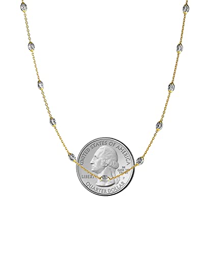 Savlano 18K Gold Plated Over 925 Sterling Silver Station Oval Moon Bead Necklace Chain For Women. Silver, Gold, Rose Gold - Made in Italy Comes With a Gift Box3