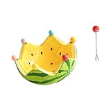 Pffiocix Juego de 6 tenedores de cerámica de gran tamaño de acero inoxidable con forma de sandía para pícnics y barbacoas. Juego de cuencos de cerámica para sandía