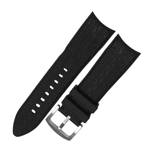 Bracelet montre noir 24mm incurvé en silicone de qualité pour boîtier P6612