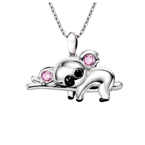 DkakoJew Cute Koala Pendant Necklace for Girls Boys Pendant Necklaces Gifts Jewellery Gifts for Girls Daughter Boys Son Granddaughter Niece Birthday Christmas Graduation Gift, Silver alloy
