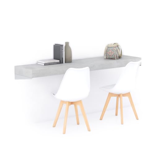 Image of Mobili Fiver, Evolution wall mounted desk 180x40, Concrete Effect, Grey, Made In Italy