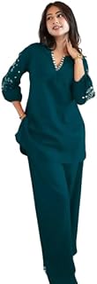 piludi Women Solid Rayon Co-Ord Set | Kurti Style Top with Pant | Casual & Office Wear Two Piece Outfit Price In India