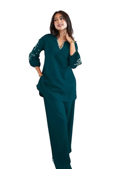 Women Solid Rayon Co-Ord Set | Kurti Style Top with Pant | Casual & Office Wear Two Piece Outfit-image-23