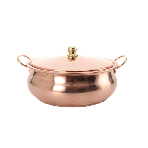 ECUTEE Faitout en cuivre - 26 cm - Casserole en cuivre avec couvercle - Convient pour plaques vitrocéramiques, à gaz et à induction