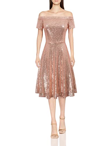 GRACE KARIN Women Strapless Sequin Ruched A-Line Evening Dress Size S,Rose Gold