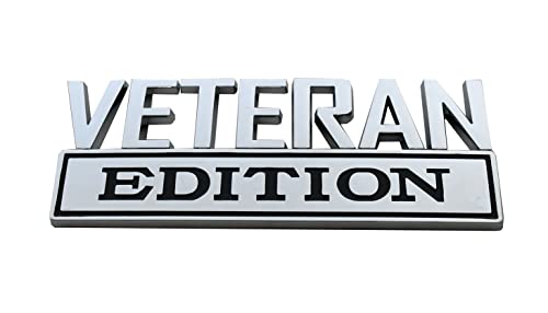 Image of 1x 7 Large Veteran Edition VA Emblem Badges Decal Car Flag Decal Military Replacement for F150 F250 F350 Chevy Silverado 1500 2500 Chevrolet C10 C15 (Chrome Black)