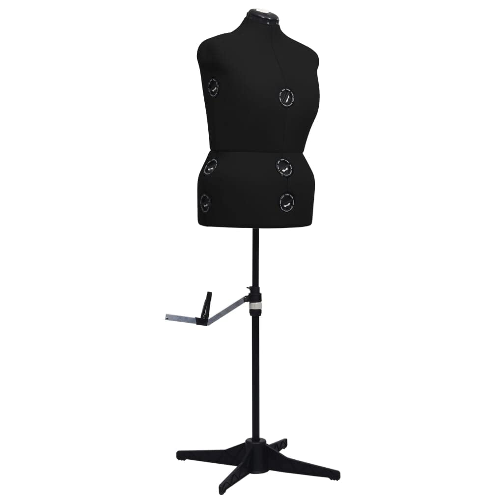 vidaXL Maniquí de Sastre Ajustable Mujer Diseñadores de Moda Tiendas de Ropa Abrigos Vestidos Chaquetas Costurero Negro Talla L 44-50