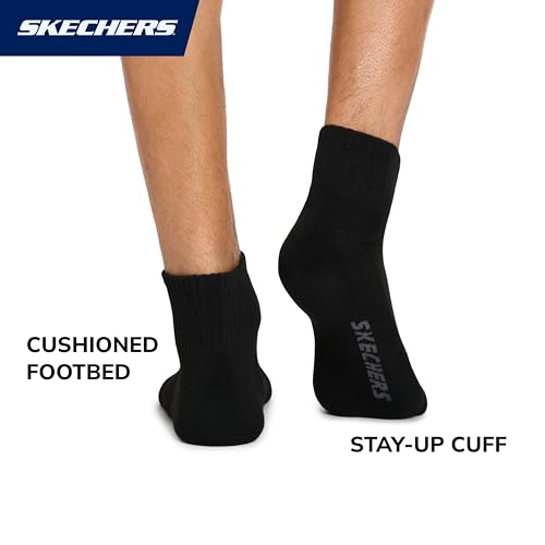 Skechers Men's 10-Pack Half Terry Classic Quarter Crew Socks, Comfort-Fit & Cushioned Footbed, 10 Pack4
