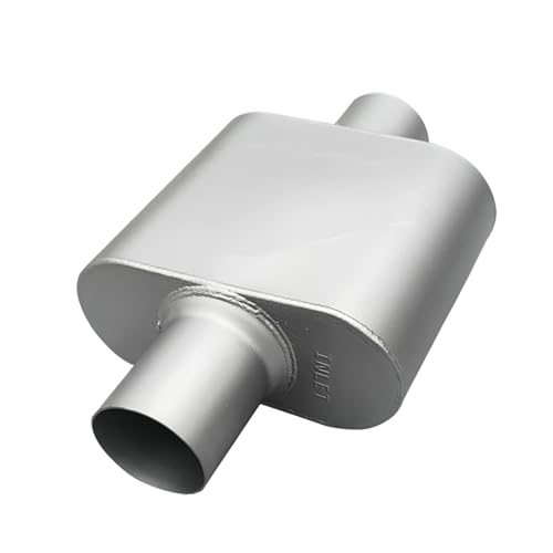 2.25 ID Center/Center Single Chamber Muffler - Aggressive Deep Sound Aluminized Steel Welded/Clamp-On (13 Total Length)
