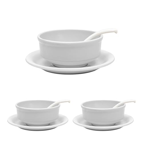Image of Ariya Melamine French Soup Bowl Set Pure Ivory Collection Set of 3