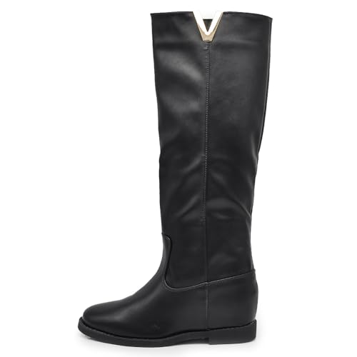 IF Fashion Stivali Alti da Donna Con decorazione metallica a forma di V Zeppa Interna Rialzo LY81-7...