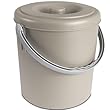 #11 Mülleimer 20 Liter mit verschließbarem Deckel und Henkel - Taupe - 33cm hoch - Ø31cm Abfallsammler Biomüll Eimer Küche Mülltonne Windeleimer Senioren Baby Kunststoff rund