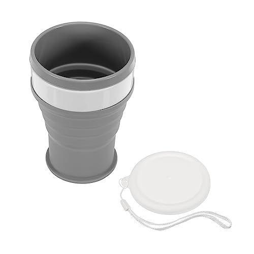 PATIKIL Collapsible Cup, 350mL Travel Folding Cup Silicone Portable Drinking Cup for Camping Hiking Outdoors Gray