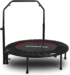 Rebounder Trampoline for Adults, Indoor Mini Fitness Trampoline with Adjustable Handle, Fordable Exercise Rebounder for Kids Adults Indoor Outdoor Home Use Gym Fitness