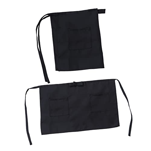 NAMOARLY 2pcs Aprons Waist Apron Chef Aprons Black Polyester Half-length
