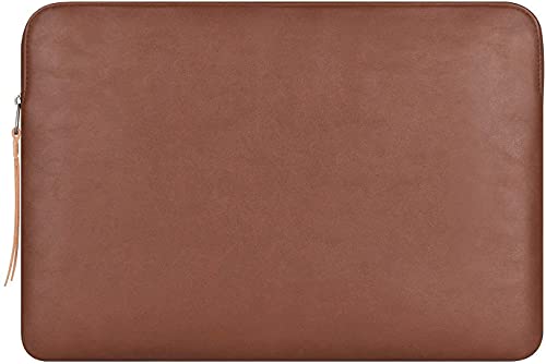 Image of CONTACTS Faux Leather Laptop Sleeve Compatible with 16 Inch MacBook Pro 2019-2020- Zero Movement + Water-Resistant + No Scratches by Zipper - Tan-New