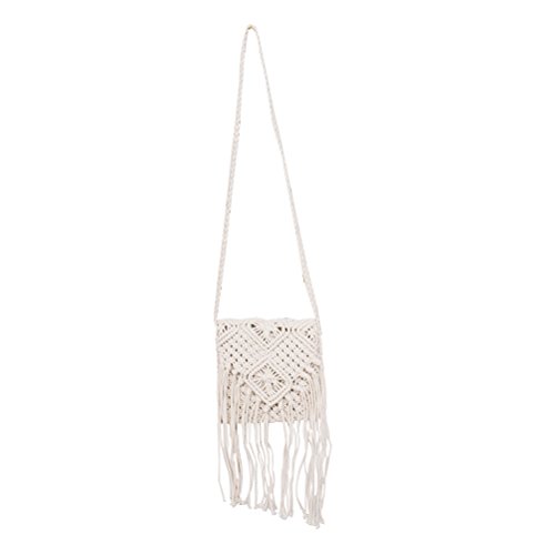 OULII Sac à bandoulière en crochet à fleurs croisées Sac à bandoulière de plage d'été bohème (Beige)