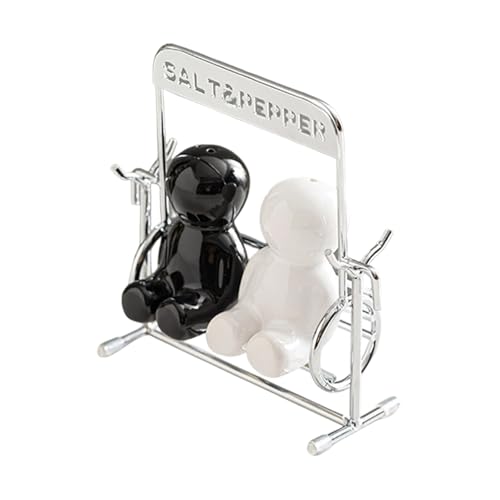 Salero y pimentero de cerámica con diseño de tapa oscilante, a prueba de fugas, decoración para encimeras de cocina, decoración para cocinar en casa, botellas esenciales de acero inoxidable de grado