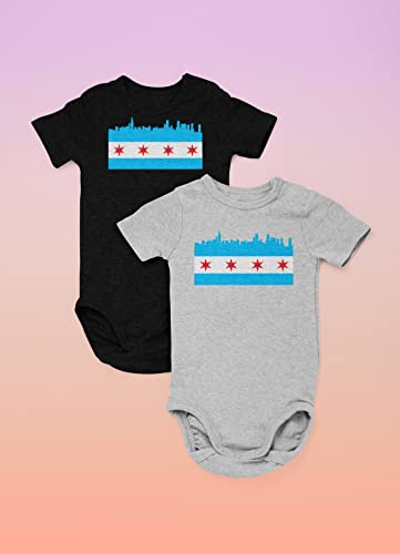 Pop Threads Chicago City Flag Skyline Retro Vintage Infant Baby Boy Girl Bodysuit3