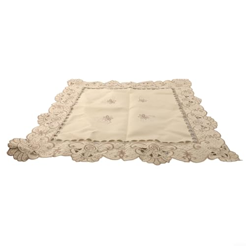 Jonikuper Mantel de encaje bordado blanco con tela de satén para fiesta de boda y decoración del hogar, cuadrado 40 x 40 cm, rectangular 57 x 117 cm, redondo 30 x 45 cm (3# (cuadrado 60 x 60 cm)