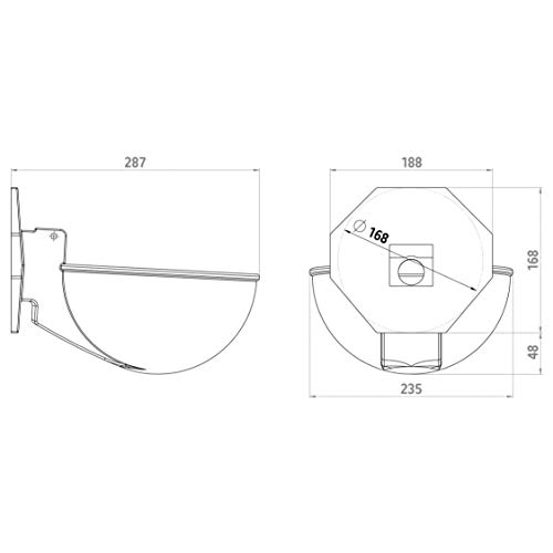 Kerbl Tränkebecken für Weidefassanbau, Weidebecken, Aluminiumgussbecken, silber, 23,5 x 28,7 cm, 2,6 l, 10 l/min bei 0,2 bar, universelle Anbringung