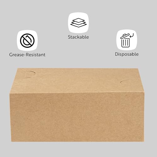 Restaurantware Takeout Box 100 Count 71 Ounce Kraft Paper Food Container Greaseproof Lunch Box Spill-Resistant Secure Closure Kraft by Restaurantware - Image 4