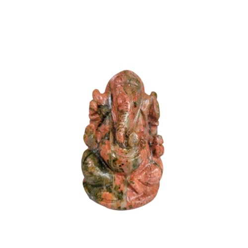 Image of Soulwise Unakite Crystal Ganesha Idol - 2 Inch | Hand-Carved Natural Stone Ganesh Figurine for Emotional Healing, Grounding & Spiritual Balance