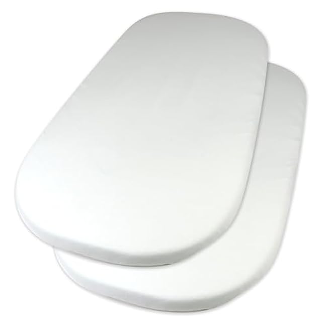 HonestBaby 2-Pack Organic Cotton Fitted Bassinet Sheet, White, One Size