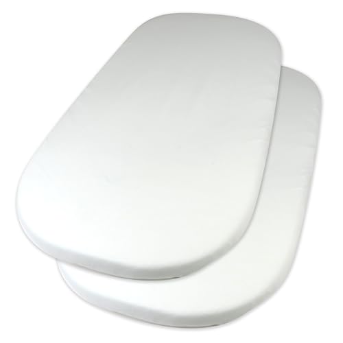Image of HonestBaby 2-Pack Organic Cotton Fitted Bassinet Sheet, White, One Size