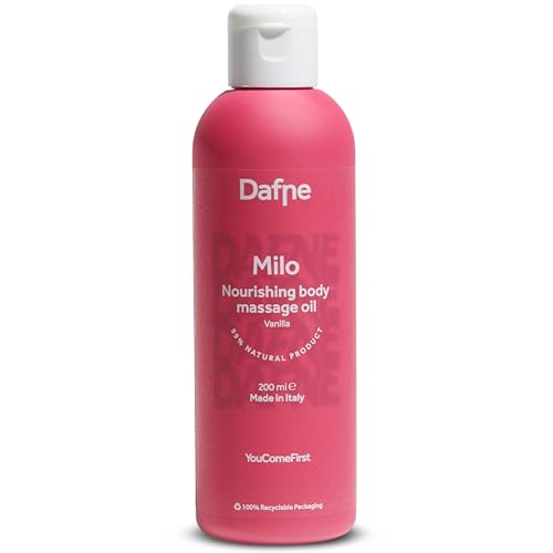 Dafne | Olio Massaggio alla Vaniglia con Mandorle Dolci, Vitamina E e Jojoba | Olio Corpo Profumato Idratante | Olio Leggero Nutriente per la Pelle | Per Corpo, Capelli e Viso | 200ml | Made in Italy