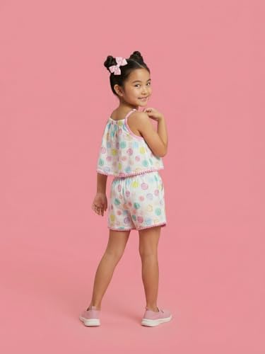 Image of Nautinati Girls Single-Strap Printed Jumpsuit with Assymetric Neckline | Age 2-10 Years