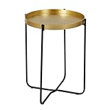 home deco factory tavolo d appoint metal martele alia d35cm, dore nero, 35x45x35