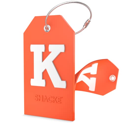Image of Initial Luggage Tag with Full Privacy Cover and Stainless Steel Loop - (Letter K)