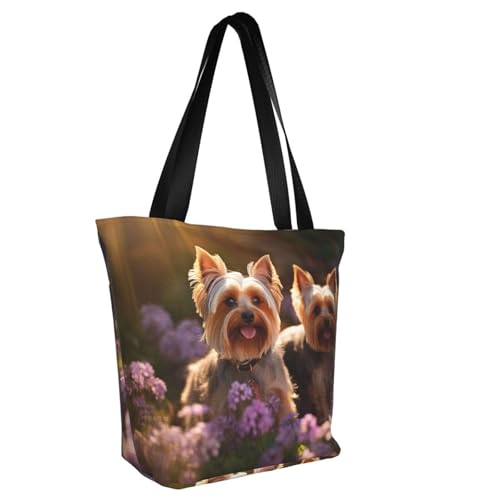 Yorkie Floral Print Comfortable Shoulder Bag Summer HandbagTravel Beach Work Daily Use Versatile Carry2