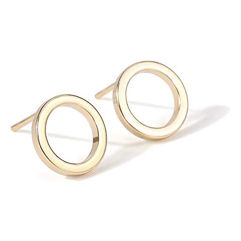 Aobei Pearl 18K Gold Circle Stud Earrings 10MM Small Round Hoop Post Stud for Women Minimalist Jewelry Unisex Cover