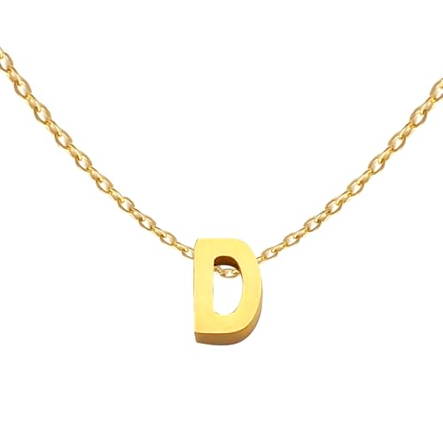 Pendentif titane pour femme or D hypoallergénique, la petite lettre plaqué or anti-ternissement