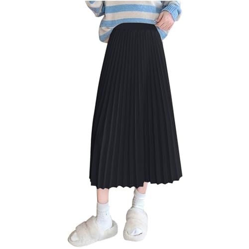 Women’s High-Waist Pleated A-Line Swing Skirt – Elastic Waist, Mid-Length, Flowy & Elegant - View #8