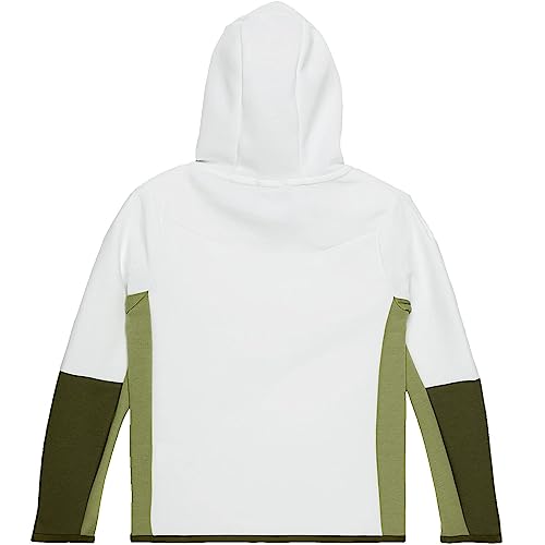 Nike Boy's Sportswear Tech Full Zip Fleece (Little Kids/Big Kids) Summit White/Alligator/Rough Green/Black SM (8 Big Kid)2