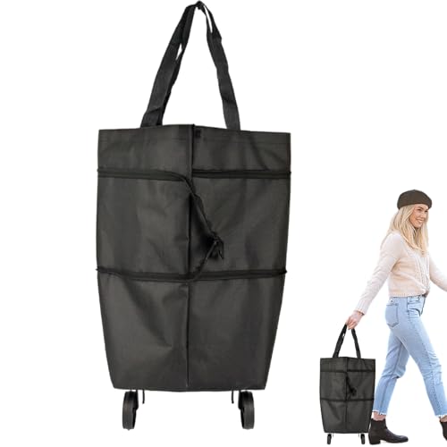 Bolsa De La Compra con Ruedas | Tote Ligero Desplegable con Ruedas - Organizador Resistente para Camping Deportes Vacaciones Picnic Transporte
