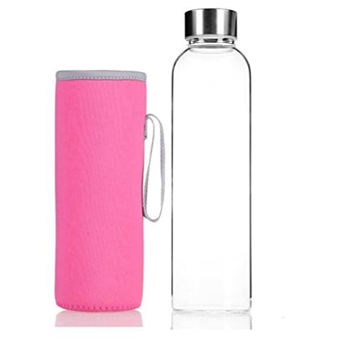 NYKKOLA Glas-Wasserflasche, mit rutschfester Nylonhülle Cover