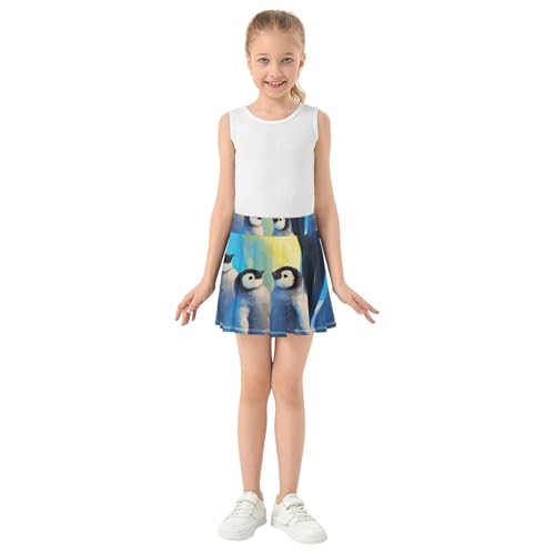 Athletic Shorts Girls Skorts Cute Penguin Blue Toddlers Tennis Skirts Rainbow Pleated 3t3
