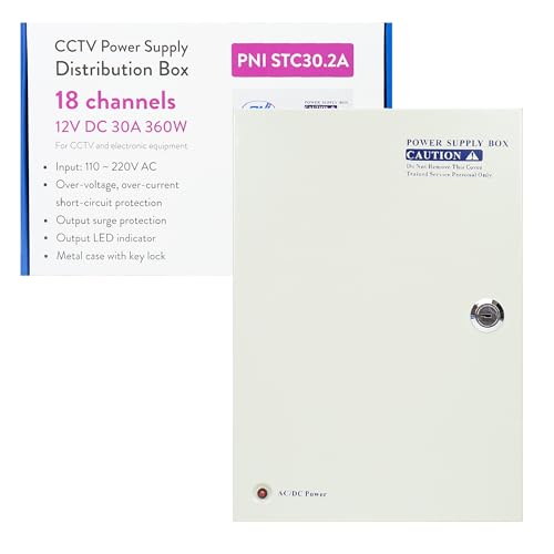 L'alimentatore PNI STC30.2A CCTV è la soluzione ideale per alimentare sistemi di videosorveglianza. Con una tensione di uscita di 12V, questo prodotto fornisce un'alimentazione costante e sicura per le telecamere CCTV con un consumo inferiore a 30A.