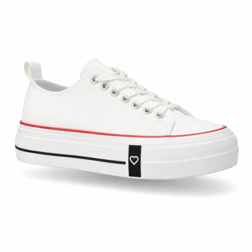 Zapatillas Mujer Blancas de Plataforma | Zapatillas Casual con Suela Alta | Sneakers Urbanas Cómodas para Uso Diario - Talla 38
