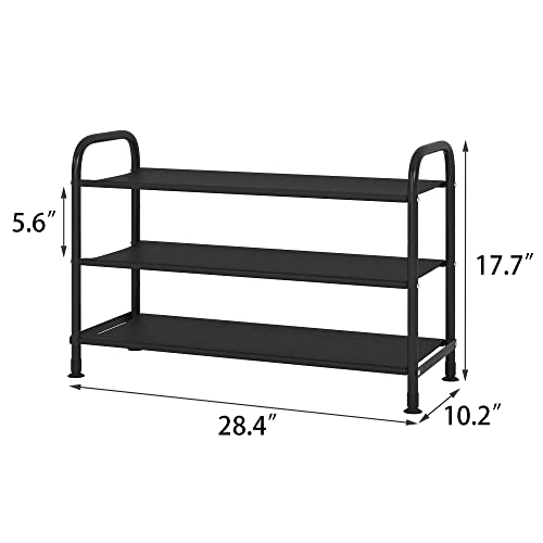 Fkuo 3-Tier Shoe Rack Large Capacity Metal Oxford Fabric Shoe Storage Unit Tall Shoe Organizer Shelf For 9 Pairs, For Entryway, Hallway, Closet, Dorm Room (Black, 3 Tier) #TOP1
