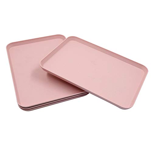 Photo 1 of 4PCS 4Colors Large Wheat Straw Tray Set